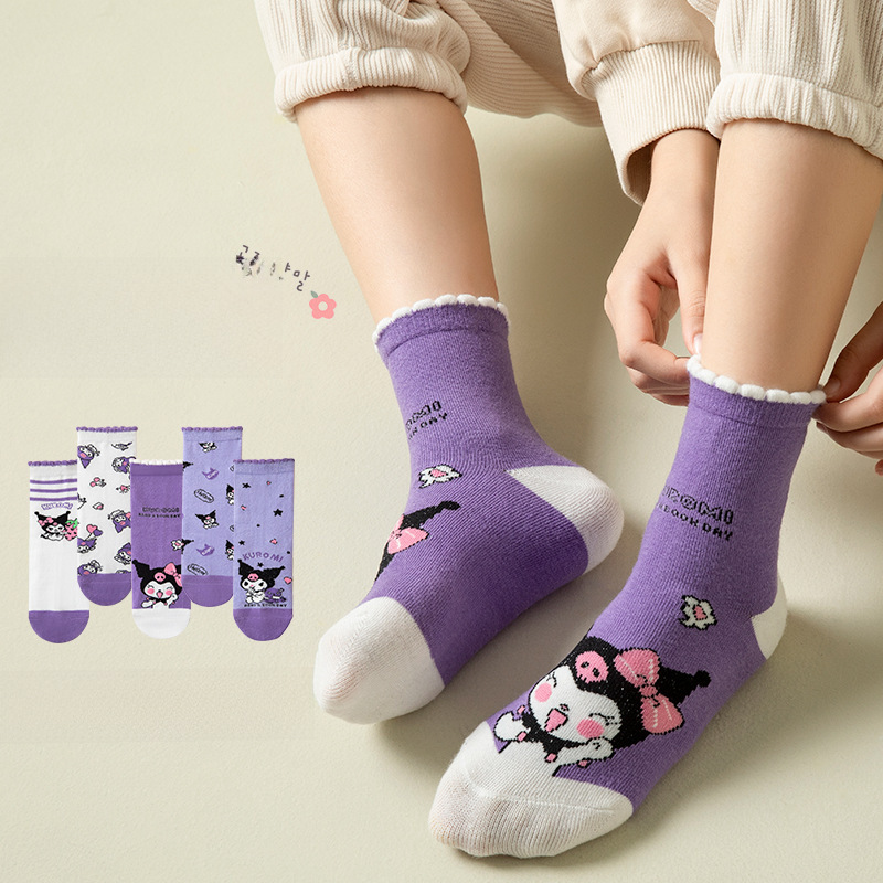 Children's spring, autumn and winter cotton socks girls' mid-calf socks autumn and winter cartoon coolomi socks student cotton cute socks