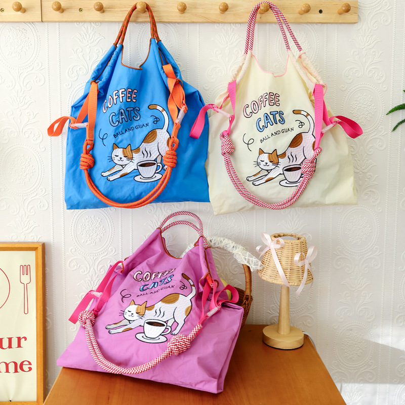 Carefully Selected Summer Waterproof Nylon Eco-Friendly Bags with Intricate Embroidery, Korean Niche Fashion Versatile Shoulder Nylon Bag Carefully Selected Summer Waterproof Nylon Eco-Friendly Bags with Intricate Embroidery, Korean Niche Fashion Versatile Shoulder Nylon Bag