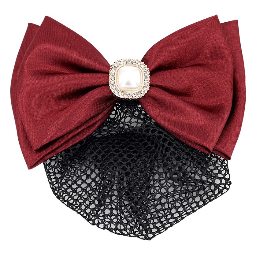 Professional rhinestone hairpin work hair net pocket bow head flower nurse hair accessories stewardess hotel Bank work hairpin