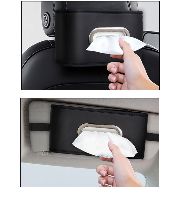 Car Tissue Box with a High-End Feel, Multifunctional Tissue Holder for Car Armrest Box and Seat Back, Car Interior Decoration Accessory