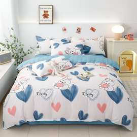 爆款直播四件套批发水洗棉床上用品枕套件被套床单特价床上四件套