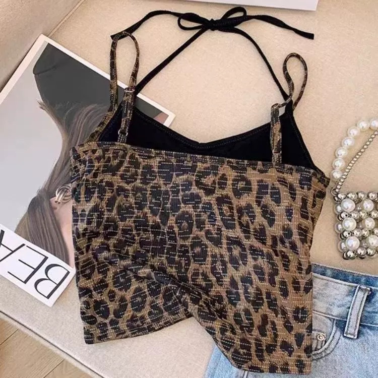 Горячая девушка сексуальная леопардовая шейка камзол жилет женский летний новый