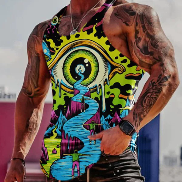 Men's Sports Vest American 3d Digital Printed Vest Loose Casual Top