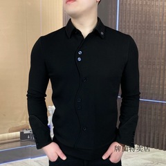 2024《春の服の衛衣》蓮華の襟の男性の長袖の衛衣は身を収めてファッション的に秋の男の上着のファッション的な休みを収めます。