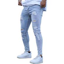 P 19533 Distressed Men Jeans Slim Fit �ƶ�����ţ��ѝ