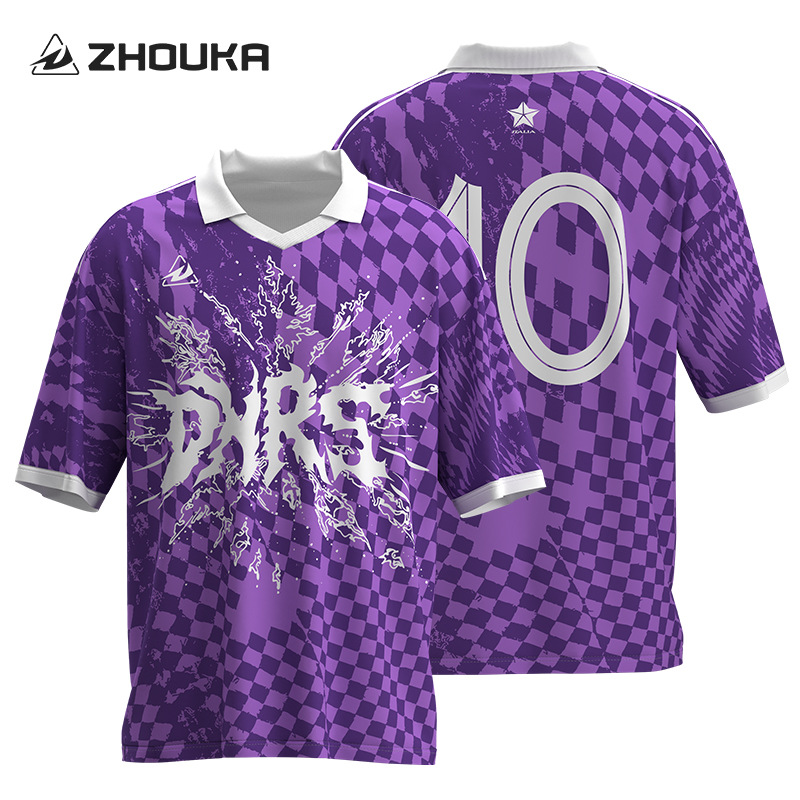 Direct sale from manufacturer: Custom vintage football jerseys in purple, breathable, quick-drying, European size, short-sleeved football team uniforms wholesale