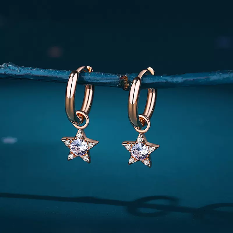 摩天轮满星耳扣高级感S925纯银锆石小众设计轻奢爱心耳环饰品批发