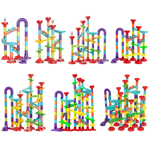 Cross-border ejection ball track splicing building blocks maze changeable diy assembly building block paradise set assembly toys