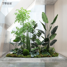 羅曼爸爸室內大型仿真綠植南天竹旅人蕉造景組合樓梯下景觀植物
