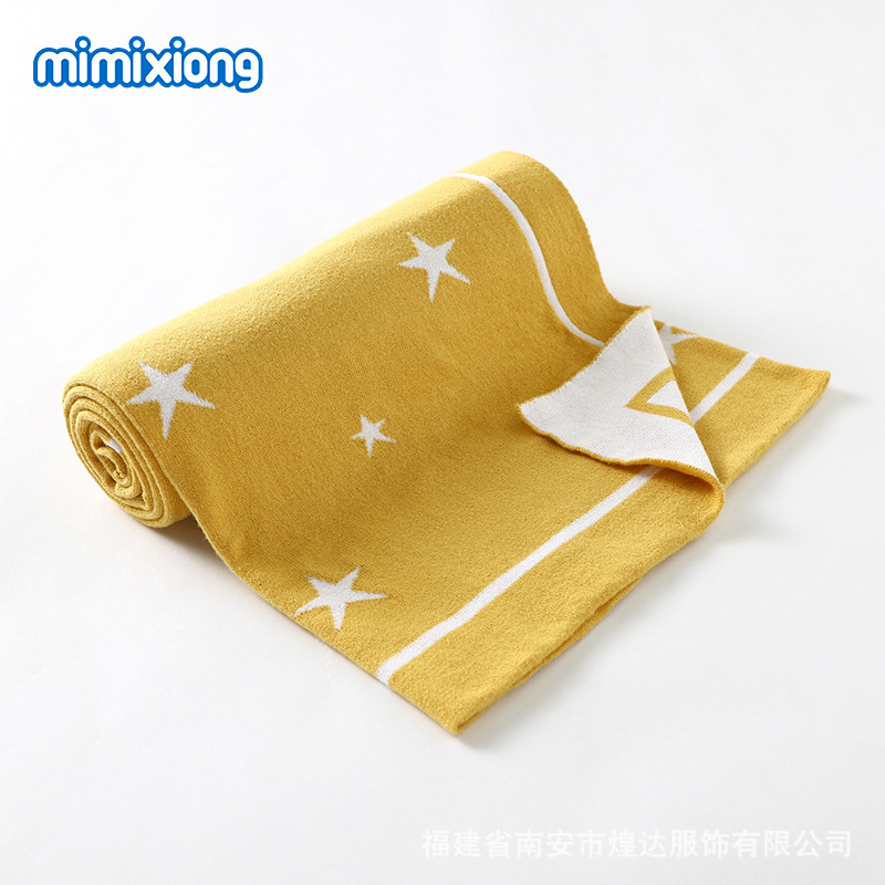 Ins venta caliente primavera nueva estrella de cinco puntas jacquard bebé manta bebé cochecito cubierta edredón