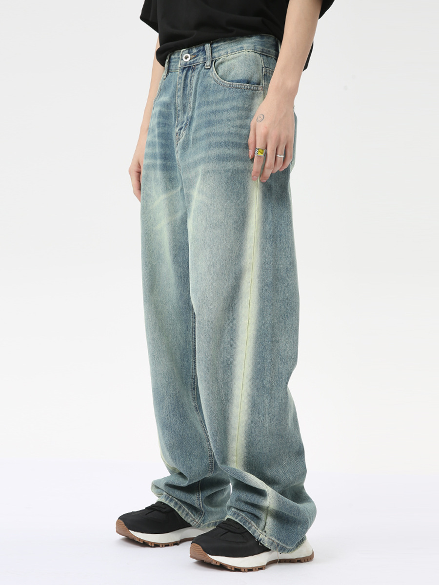 MTLCLOTHES Hombres| 2024 verano nuevos productos americanos de diseño gradiente de alta calle suelto rectas jeans