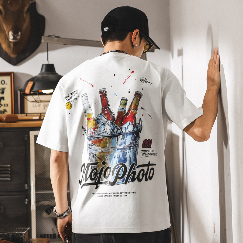 American Trendy Brand Summer New Men's Short-Sleeved T-Shirt 2025 Trendy Brand Loose Large Size Top Trendyy Half-Sleeved T-Shirt