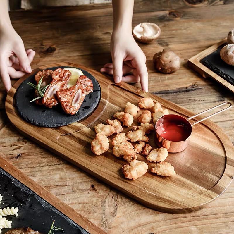 Nordic ins restaurante occidental comercial plato de carne roca Lovesick bandeja de madera postre merienda plato de sushi placemat