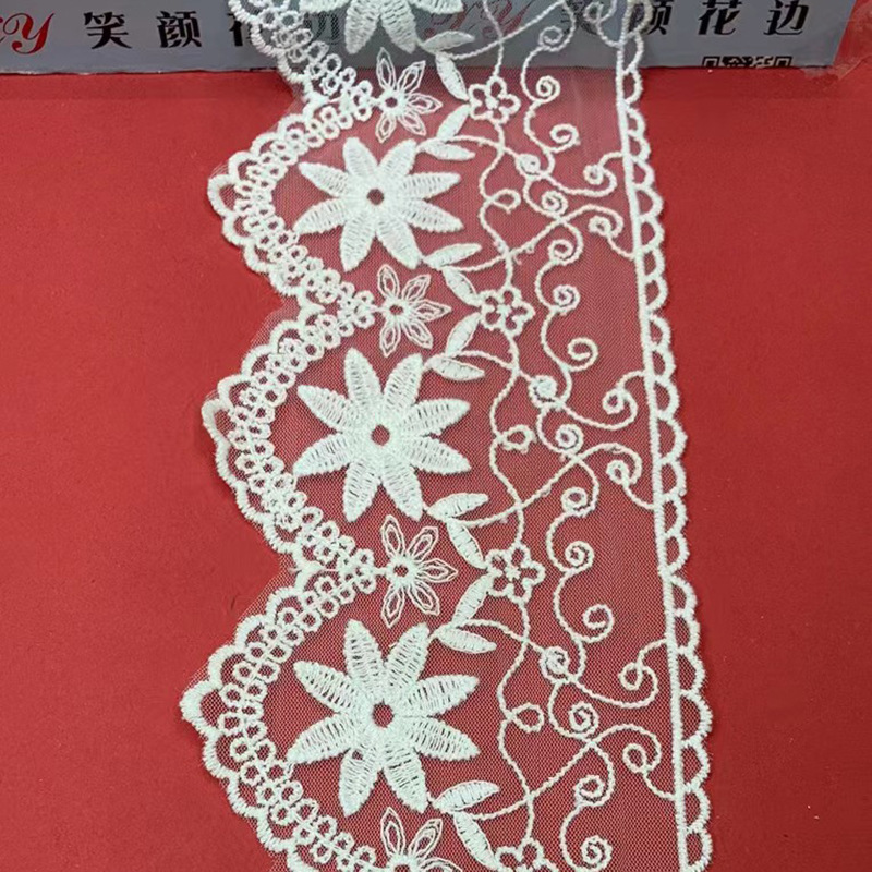日版花朵边蕾丝辅料刺绣网花刺绣童装女装服装辅料布料 宽8.5厘米