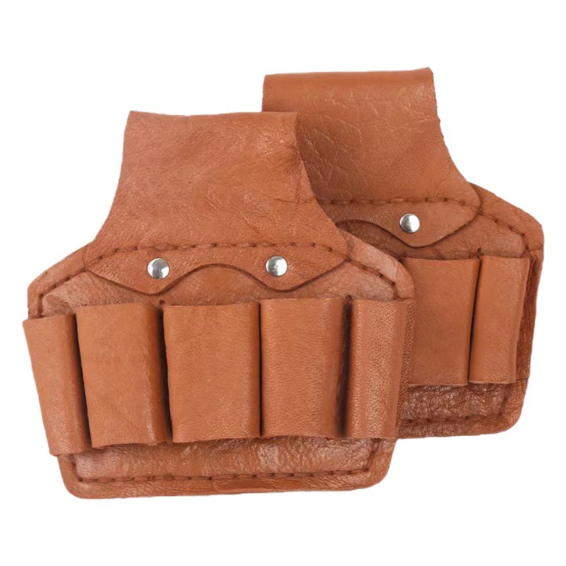 Primera capa de cuero de vaca alicates conjunto de cinco-conjunto de electricista anidado trabajo estuche de cuero kit sitio de construcción de protección laboral bolsa de cintura de electricista