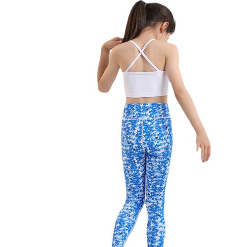 Cross-border girls' children double-layer anti-embarrassing short beauty backless yoga tops strappy workout tops running dancing wholesale