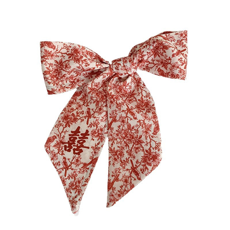 Buñuelo largo de seda roja de alto nivel multifuncional caja de regalo de bodas decoración de bolsas de pañuelo flotante correa de pelo
