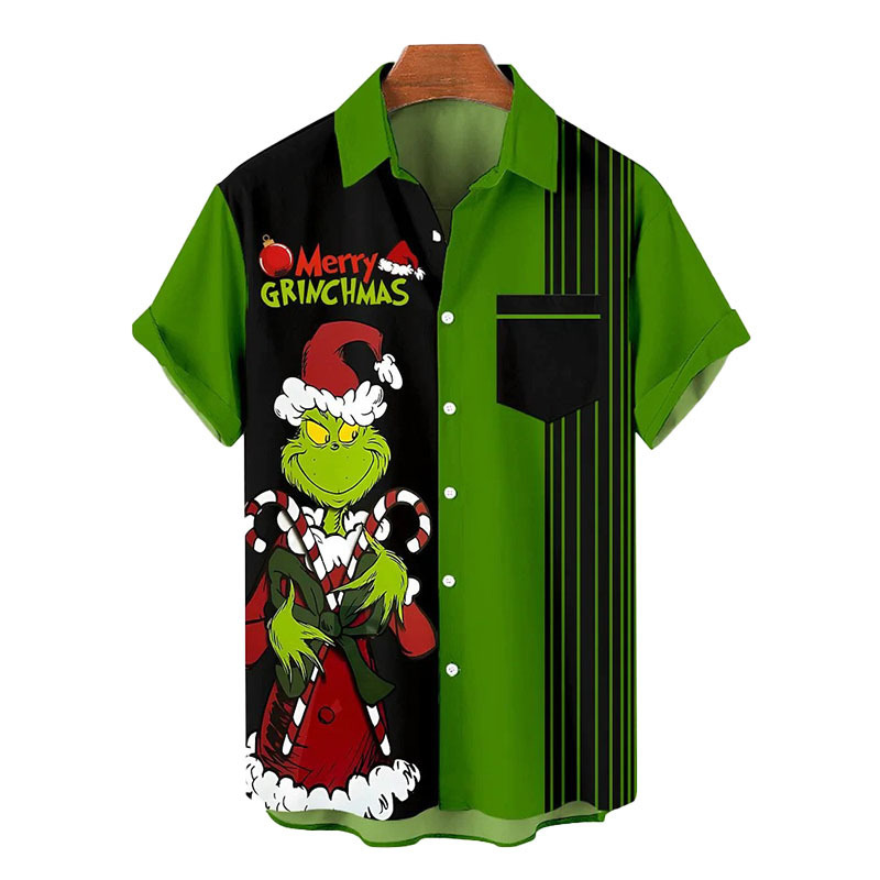 Camisa estampada 3D de color de empalme Camisa de manga corta casual de solapa europea y americana transfronteriza Soporte para diseño de imagen