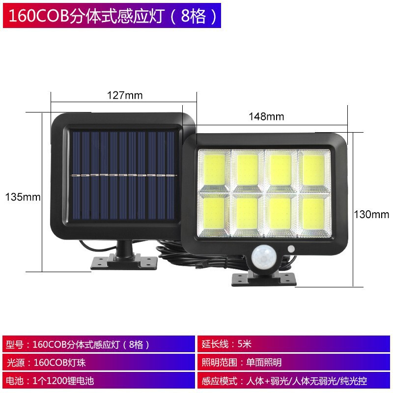 国境を越えた120led太陽エネルギー分体壁灯屋外庭園人体誘導壁灯分式車庫灯|undefined