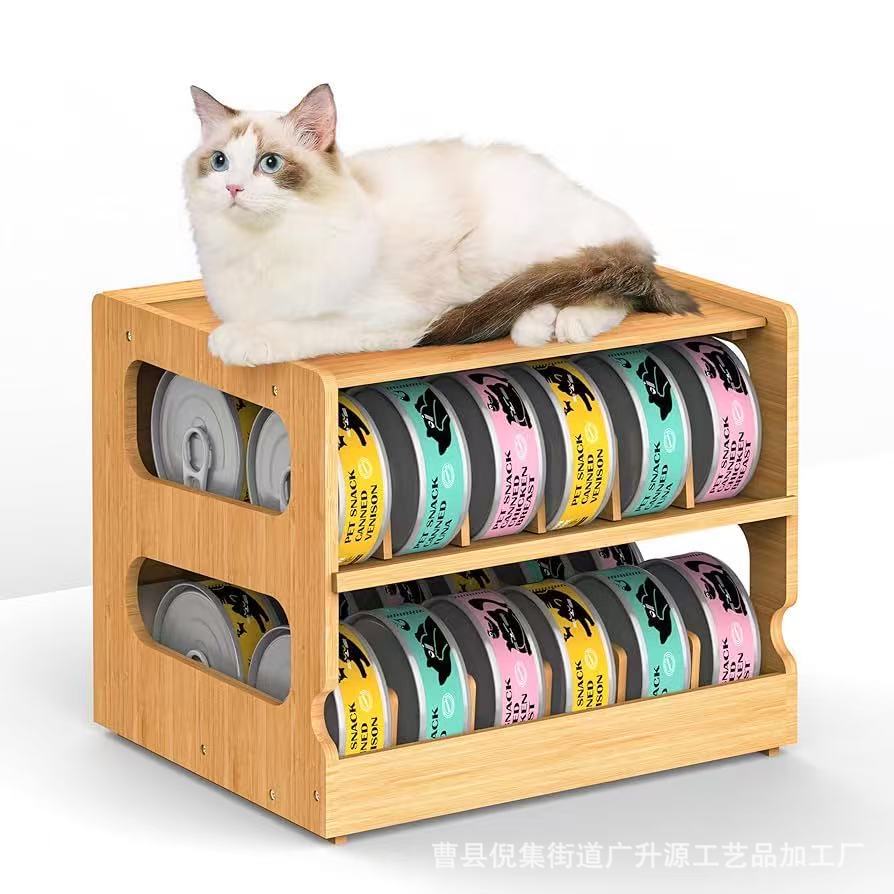 Wooden pet can storage rack kitchen spice storage rack countertop…
