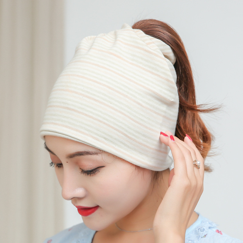 Haishi Hainuo's New Postpartum Confinement Hat, Thickened and Cotton-Lined for All Seasons, Maternity Hat with Added Fleece for Warmth, Postpartum Headscarf