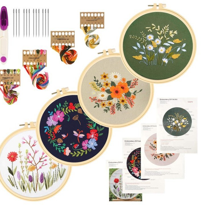 Paquete de material de bordado hecho a mano bricolaje multi-combinación conjunto de tres piezas traje de combinación de múltiples piezas ventas directas de fábrica