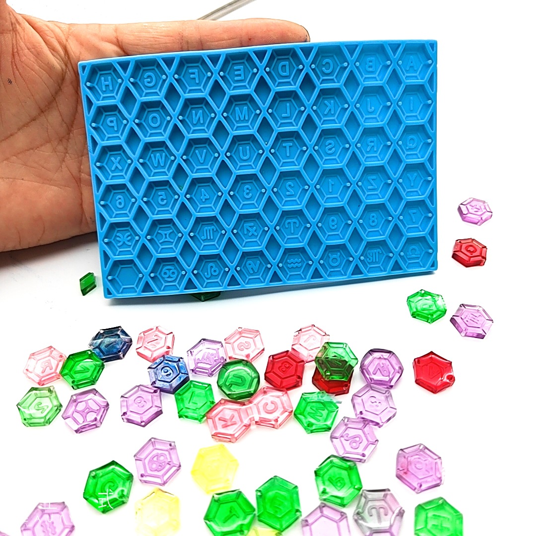 新款手链吊坠字母diy滴胶模具字母吊坠硅模具多边形字母手链模具