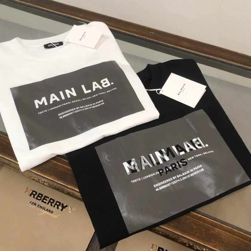 Balmain Balmain Spring and Summer New Casual Short-Sleeved T-Shirt with Letter Logo Print on the Chest for Men, Breathable Base Layer Shirt