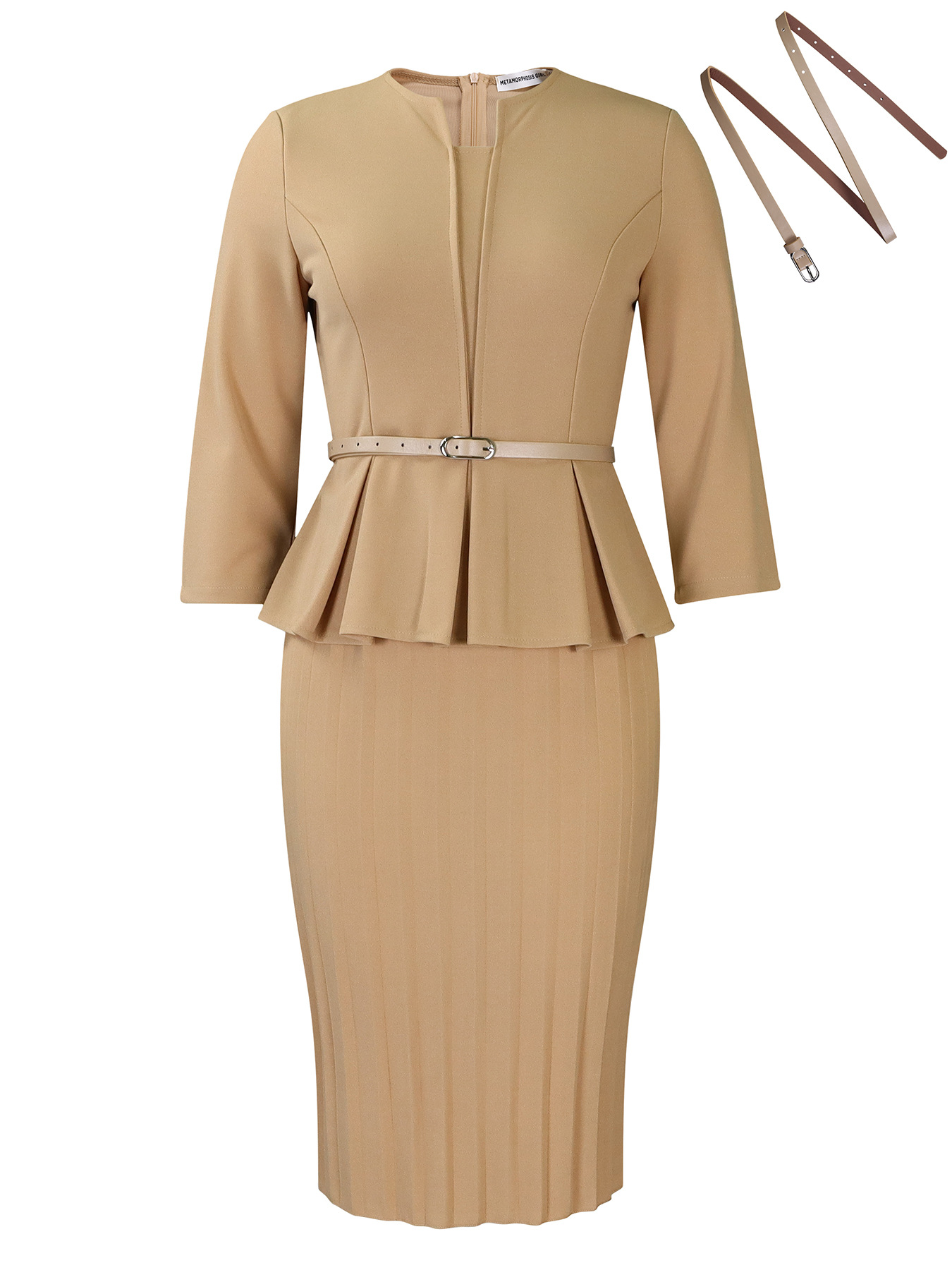 Women's V-Neck Ruffle High Waist Office Dress
