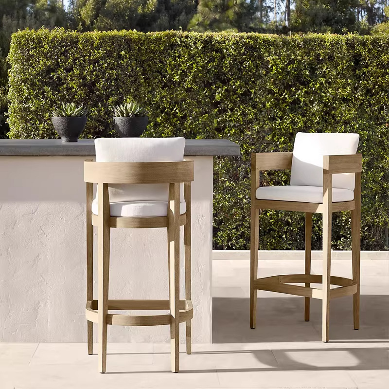 Mesa y silla de teca al aire libre simple anticorrosivo madera sólida mesa y silla al aire libre nórdica patio villa jardín combinación de ocio al aire libre