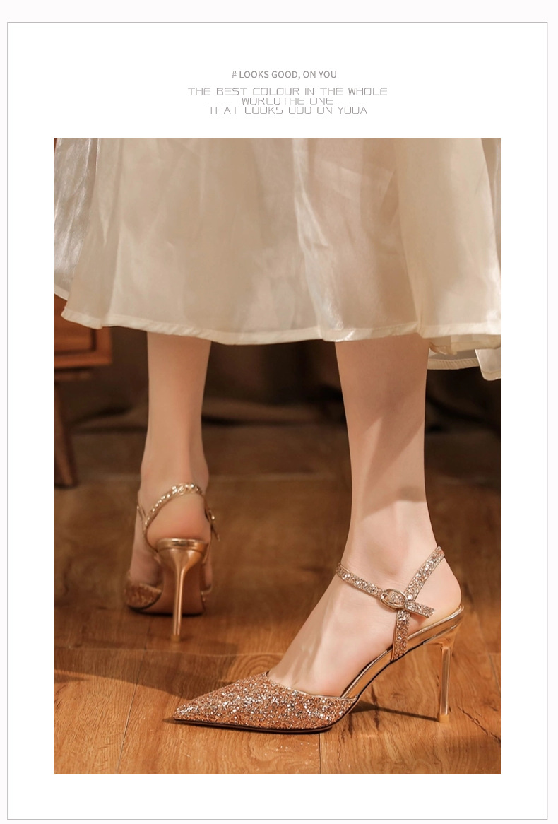 2024 Neues Pailletten-Stirnband, hinten leere High Heels, Sandalen, zwei Tragen, High Heels, High Heels, Eleganz, Pendeln, professionelles Bankett_voghion.com