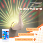 跨境新款孔雀投影灯居家遥控挂墙壁灯床头氛围灯创业夜灯资质齐全