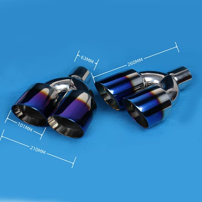 Exhaust pipe Manufacturer's In-Stock Dual Y-Type - 02-52009ul-101mm-blue-plated