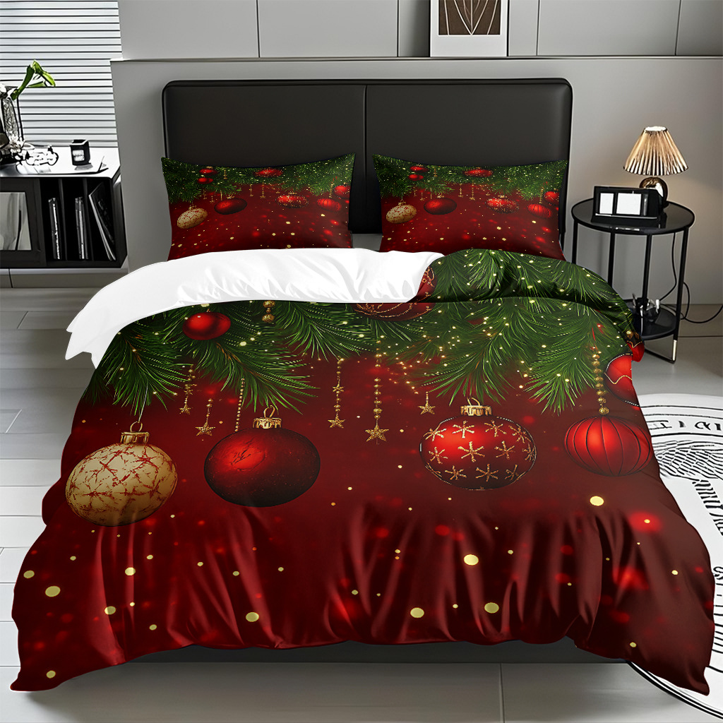 Textiles caseros transfronterizos patrón navideño suave polirido quilt kit de impresión digital HD TEMU / JIT