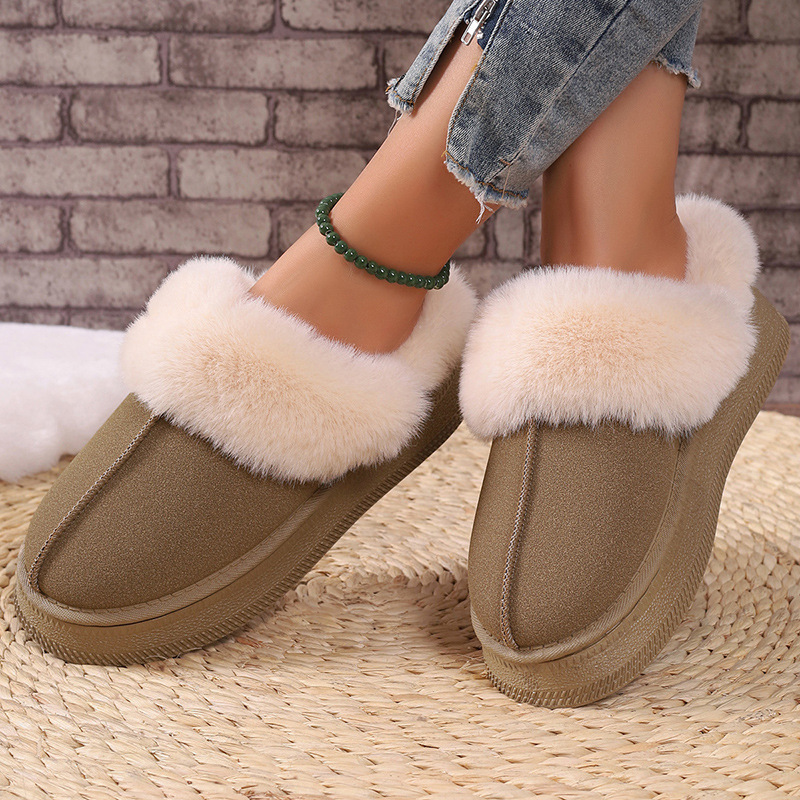 Thick-soled and fleece-thickened indoor cotton shoes woolen shoes_voghion.com