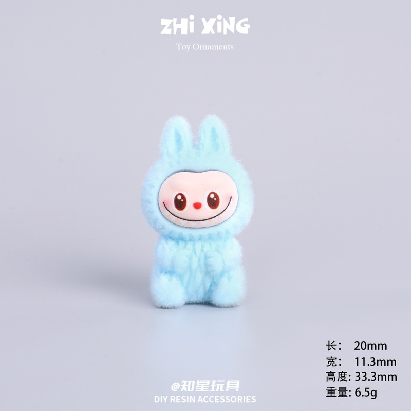 卡通树脂立体植绒坐地拉布布 DIY奶油胶配件桌面摆件车载挂件批发|undefined