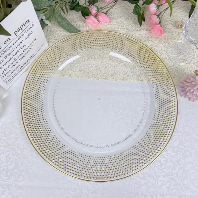 Foreign Trade Wedding Hotel Party Disposable Christmas Craft Decoration Plastic Plate Charger Plate