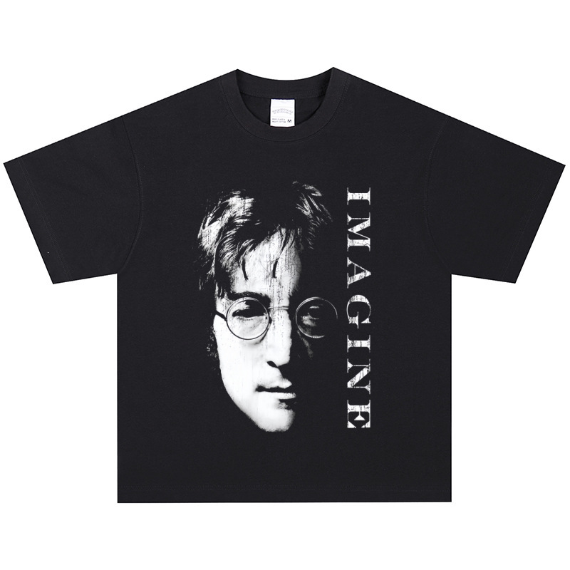 John Lennon T-shirt rock American retro trendy loose short-sleeve heavy vintage long-sleeve John Lennon T-shirt rock American retro trendy loose short-sleeve heavy vintage long-sleeve