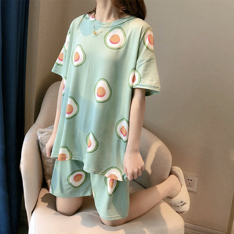Pijamas mujeres verano suelta más tamaño dulce lindo estudiante pantalones cortos de manga corta se puede usar fuera estilo coreano desgaste del hogar traje