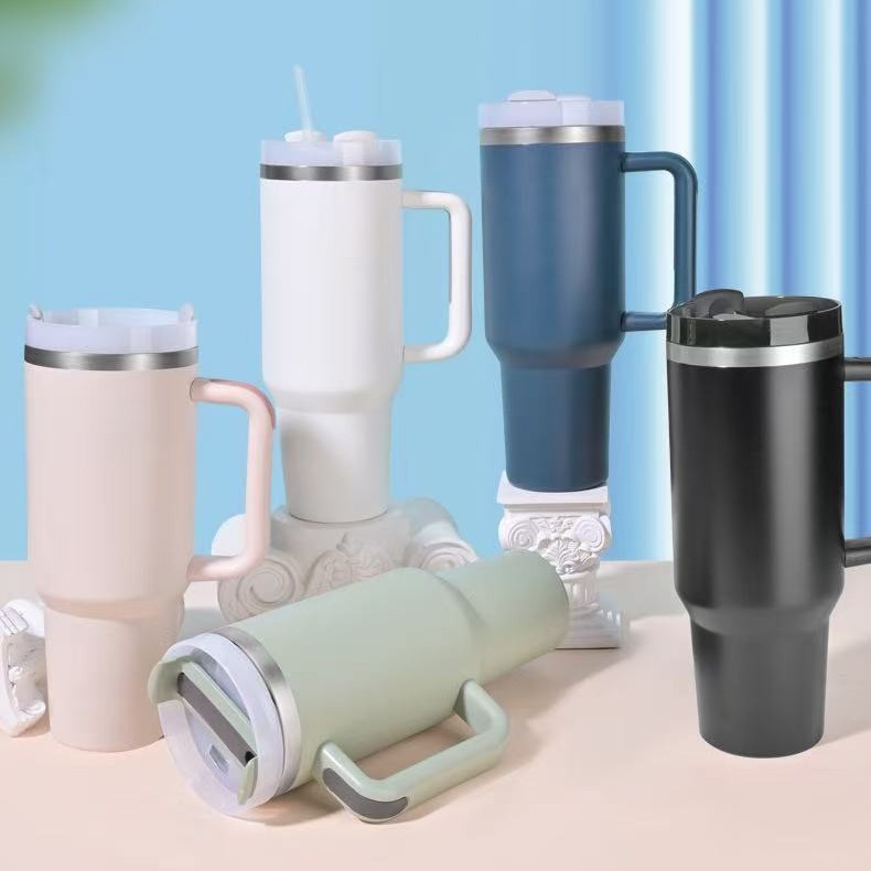 Taza Stanley 40oz doble capa vacío, gran capacidad portátil con mango gigante, para automóvil y hogar.