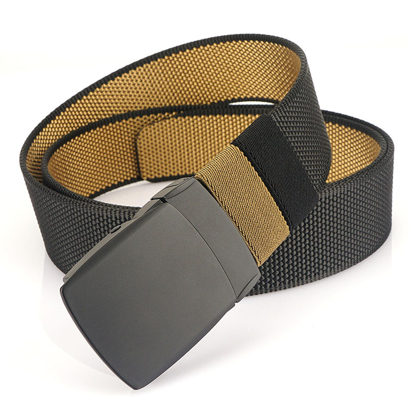 Nueva hebilla giratoria de dos colores de doble uso cinturón de nylon de lona para hombres y mujeres casual todo partido conveniente cambio pantalones cinturón