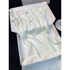 フランス式純欲砕花氷糸パジャマ女性式夏の新型ストラップ睡眠スカート清新感甘い家庭ワンピース