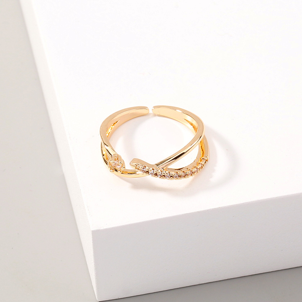 wholesale jewelry cross zircon opening copper ring Nihaojewelry