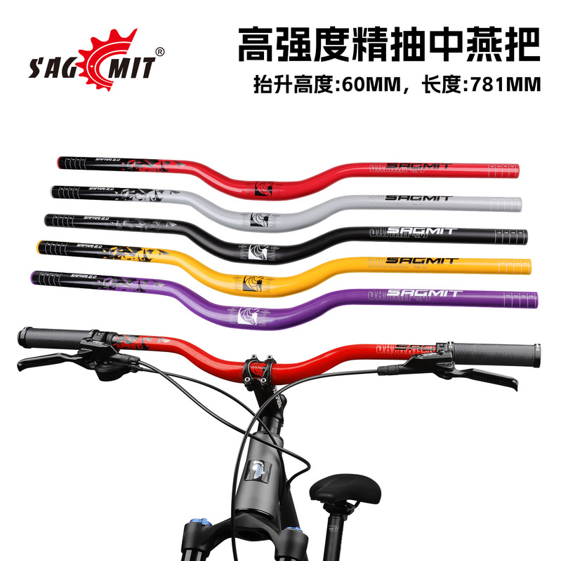Sagmit Bicycle Handlebar 31.8mm Mountain Fixed Gear Handlebar Wide Angle Elevated Extended Handlebar