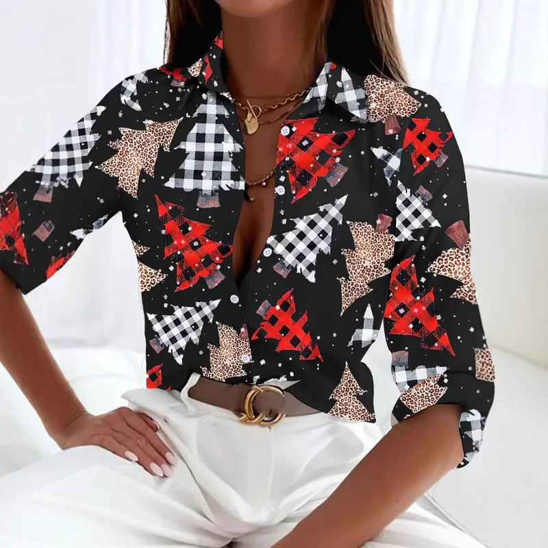 National Lake American 2024 New Casual Easiest for Match Christmas High Quality Women's Long Sleeve Shirt Wg18