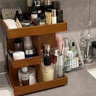 360-Degree Rotating Wooden Cosmetics Storage Box ~ Desktop Dressing Table Skin Care Product Lipstick Storage Rack
