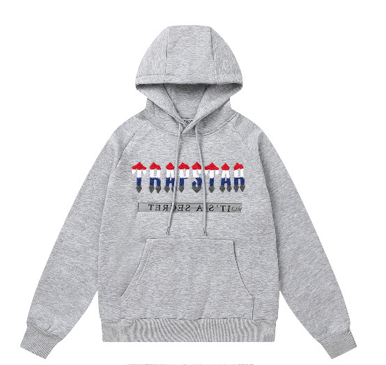 Trapstarタオル刺繍とベルベットの帽子付きガードルのジッパー付きズボンのカジュアルセット|undefined