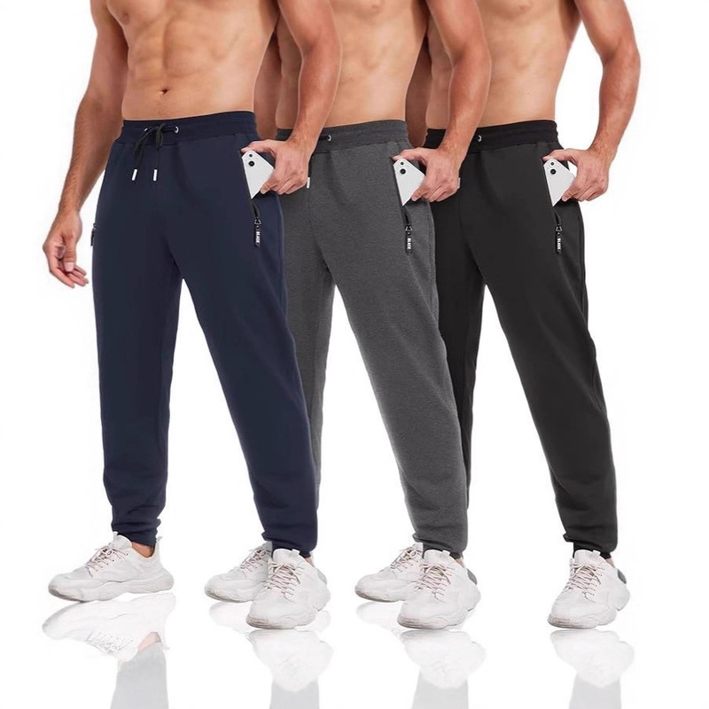 Aliexpress's Popular Autumn and Winter Thin Fleece Casual Sweatpants with Zipper Pockets, Elasticated Cuffs, Sports Fitness Jogging Pants