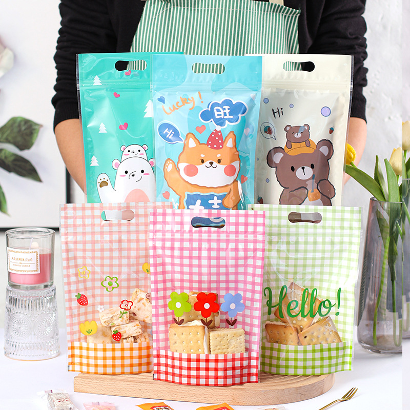 Copo de nieve de dibujos animados crujiente auto-permanente bolsa turrón bolsa de embalaje Caja de galletas leche azufaifo bolsa de caramelo bolsa de cremallera portátil