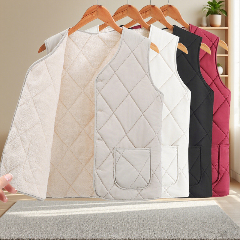 New Velvet Thickened Sleeveless Jacket, Middle-Aged and Elderly Cotton Coat, Autumn and Winter Cotton Vest, Windproof and Warm Cotton Vest, Can Be Shipped on Behalf of Others